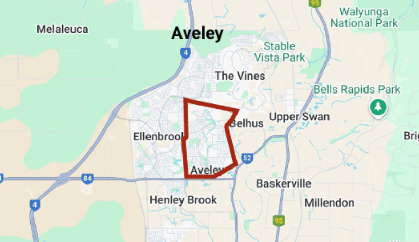 Map depicting the outline of Aveley