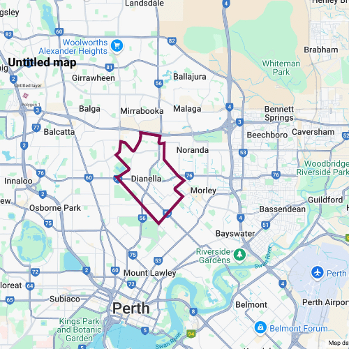 Map depicting the outline of Dianella