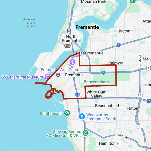 Map depicting the outline of Fremantle