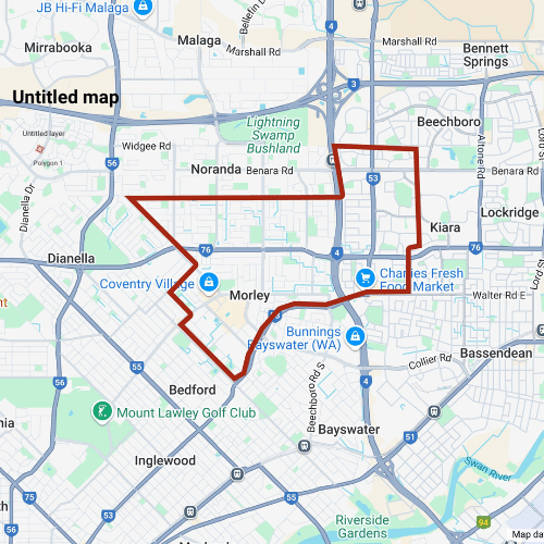  Map depicting the outline of Morley.