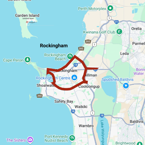 Map depicting the outline of Rockingham