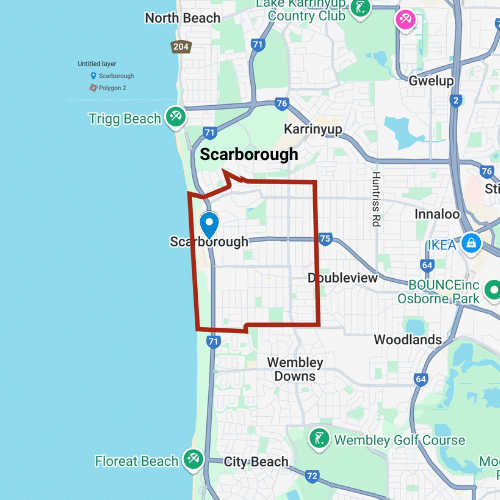 Map depicting the outline of Scarborough.